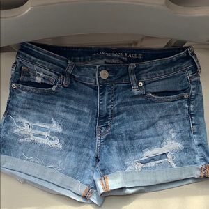 american eagle super super stretch midi jean short